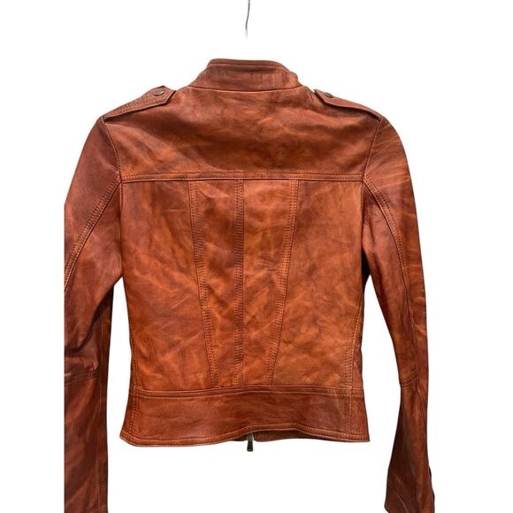 M&R MODA IN PELLE FIRENZE Leather Jacket SZ 42 Brown Made Italy - Picture 6 of 11